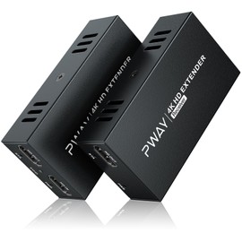PWAYTEK HDMI Extender 196ft HDMI Over Single Cat5E/6/7, HDMI Over Ethernet Extend Audio and Video Signal with 4K@60Hz, Support IR POC HDMI2.0 HDCP2.2 EDID