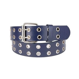 NYFASHION101 Solid Rich Fashion Color Double Grommet Belt, Navy, XXL