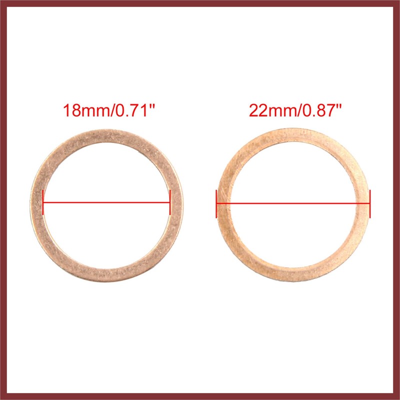 HEROFFIX 18mm Inner Dia Copper Automotive Engine Washers Plate Gaskets