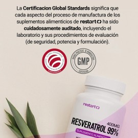 Trans Resveratrol 99 400mg Con Polifenoles Trans-resveratrol Puro - Cpsulas Vcaps Vitaminas Mujer  Hombre - Antioxidante - Resveratrol 400mg - 60...  