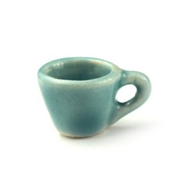 MyTinyWorld 3 x Dolls House Miniature Aquamarine Ceramic Tea Cups