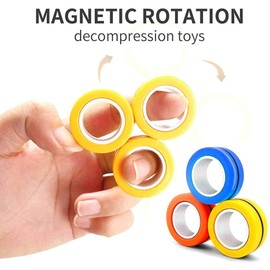 Magnetic Fidget Rings, Magnetic Rings Fidget Toy, Set of 3, Fidget Finger Toy, ADHD Fidget Toys for Anxiety Teens