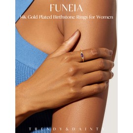 FUNEIA Gold Birthstone Rings for Women Non Tarnish Trendy Stackable Gold Rings that Don't Tarnish Dainty Emerald Green Gemstone Cubic Zirconia Wedding Engagement Ring for her Birthday Gifts Jewelry