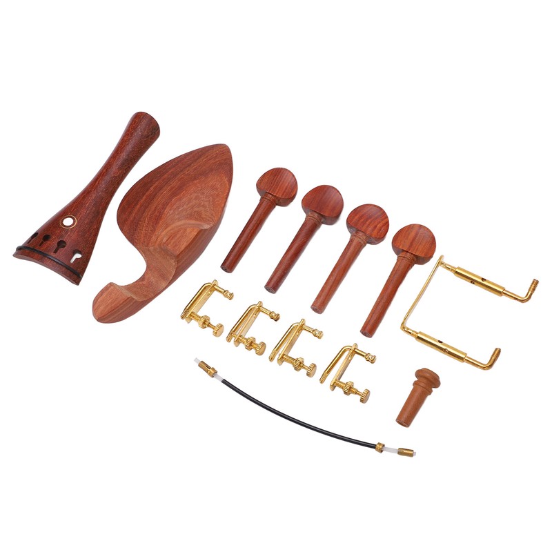 4/4 Wood Violin Parts Tailpiece Chinrest Tuning Pegs Metal Tail