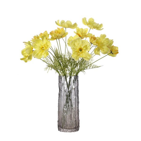 Artificial Cosmos Flowers Bouquet,6 Stems Faux Silk Cosmos with Green