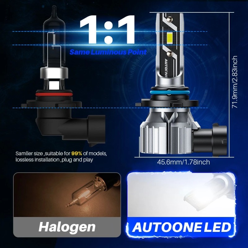 AUTOONE 9005 HB3 LED Headlight Super Bright High/Low Beam Bulbs