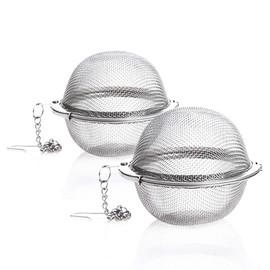 Prettyui 2 Pack Stainless Steel Mesh Tea Strainer with Extended Chain Hook for Brewing Loose Tea, Spices and Seasonings