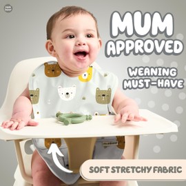 Nombear ® Sleeveless Baby Weaning Bib - Waterproof Baby Bibs 6-12 Months for Baby Led Weaning, Sleeveless Baby Feeding Bibs, Toddler Bib, Baby Food Bibs, Baby Apron, 3-Pack (Bear, Unicorn, Animal)