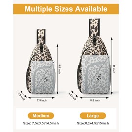 Pritent Crossbody Bags for Women Man Waterproof Sling Bag Backpack Trendy Casual Cross Body Bag with Convertible Shoulder Strap Chest Bag for Camping Hiking Travel Essentials (Leopard, Large)
