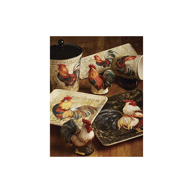 Certified International 23659 16" x 12" Gilded Rooster Rectangular Platter,