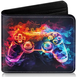 Kids Wallet for Boys,Cool Boys Gaming Wallet for Kids Ages 5-7/8-12/11-15 with Wallet Card, Funny Leather Bifold Rfid Blocking Wallet, Coin Pocket Id Window for Teen Boy Birthday Christmas Gamer Gifts