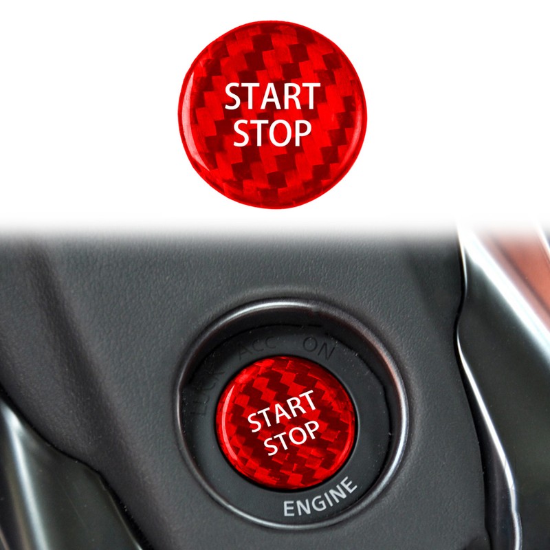 Push Start Button Cover Carbon Fiber Ignition Switch Button Cover