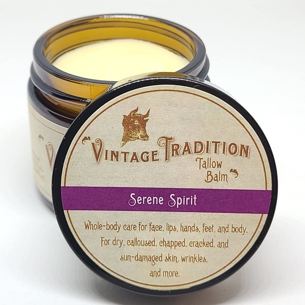 Vintage Tradition Beef Tallow All Purpose Balm – Healing, Hydrating Fragrant Forest Skin Care Salve Replaces Body Lotion, Hand Cream, More – Essential Oil, Olive Oil, and Grass-Fed Tallow, 2 fl oz