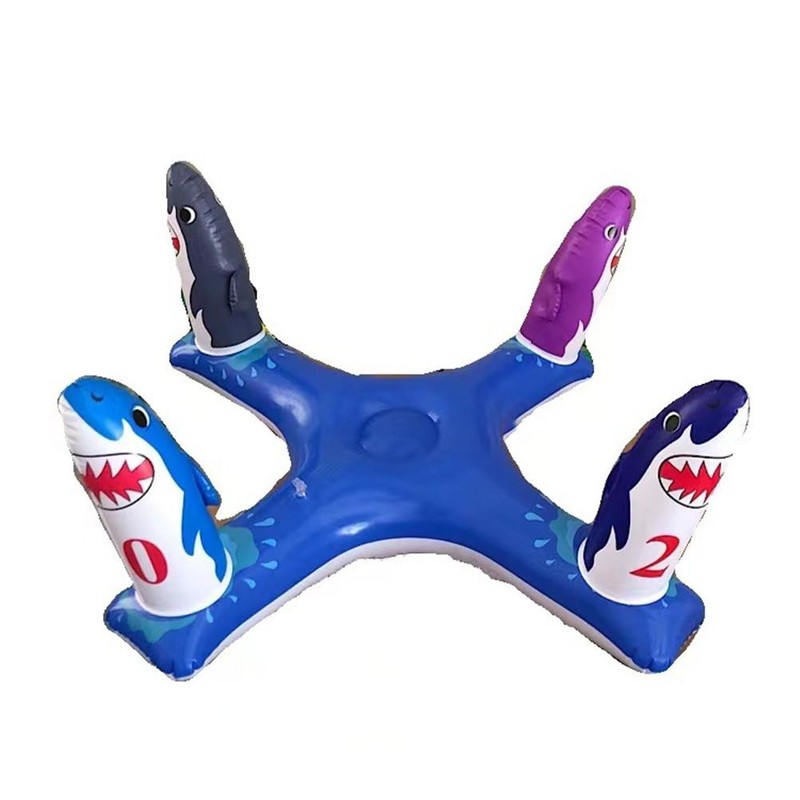 6 Pcs Inflatable Shark Pool Ring Toss Games Toys Floating