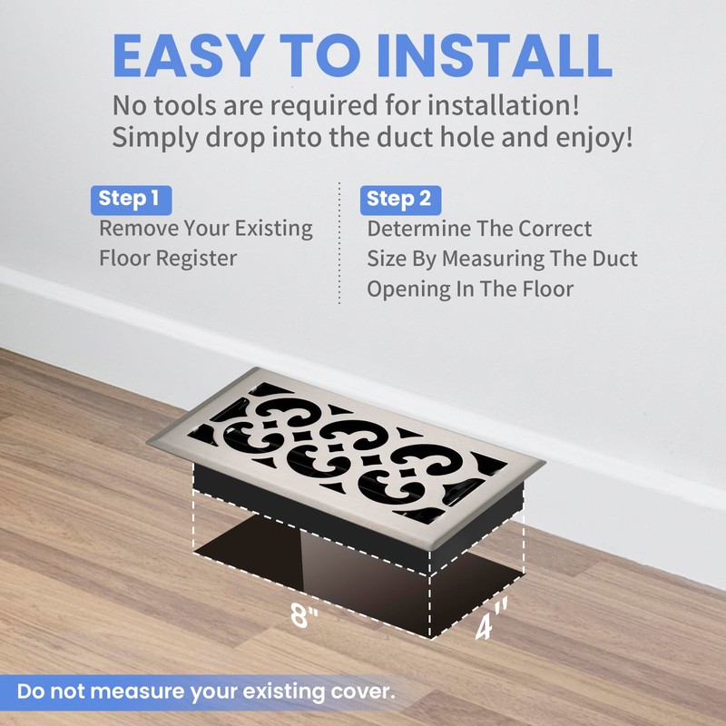 Howeall 4x8 Inches 2 Pack Heavy Duty Walkable Floor Register
