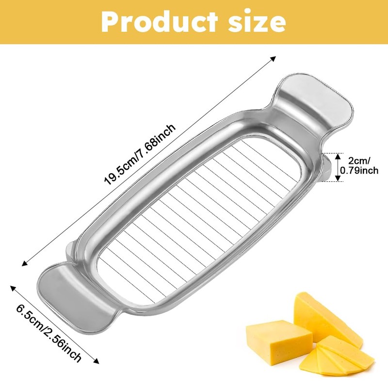 Butter Slicer Cutter,Stainless Steel Wire Butter Slicer,Cooking Baking Cheese Slicer,Double-sided