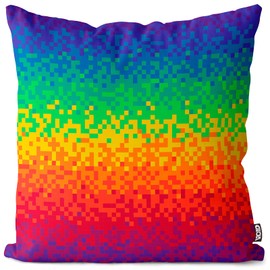 VOID Pixel Rainbow Digital Cushion Cover Sofa Cushion Decorative Outdoor Cushion Decorative Cushion Size: 60 x 60 cm