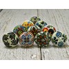 ARTISNO 10pcs Handmade Ceramic Kitchen Cabinet Door Handles Floral Pull