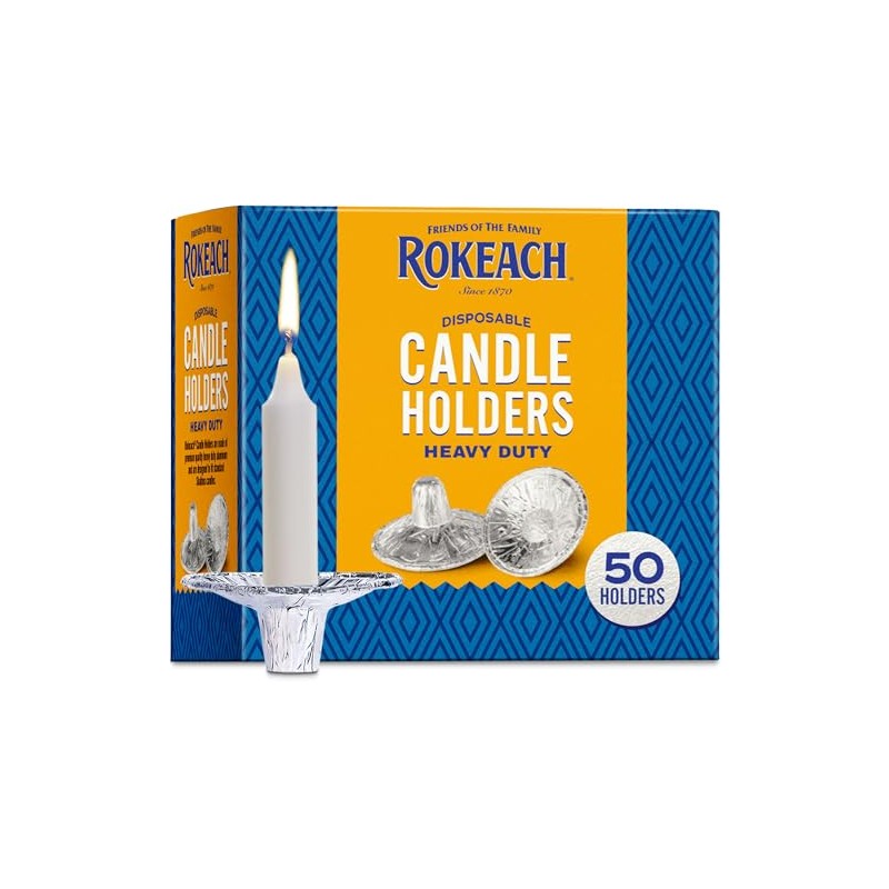 Rokeach Shabbat Candle Holders (50 Count) Extra Heavy Duty Disposable