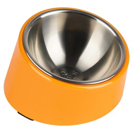 SuperDesign Mess Free 15° Slanted Bowl for Dogs and Cats, Tilted Angle Bulldog Bowl Dog Feeder, Non-Skid & Non-Spill, Easier to Reach Food S/0.5 Cup Bright Orange