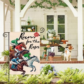 AVOIN colorlife Run for the Roses Kentucky Garden Flag 12x18 Inch Double Sided, Horse Racing Yard Outdoor Decoration