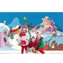 5.9X 3.6ft Welcome to Whoville Backdrop Snow Winter Whoville Christmas Banner Christmas Village Party Photography Background Xmas Birthday Baby Shower Party Supplies Decoration
