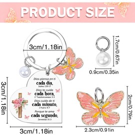 INCOK Spanish Christian Gifts Keychain for Women - Regalos Cristianos en Español, Llaveros Cristianos En Español, Cross Keyring Religions Inspirational Festival Gift for Friends Coworker