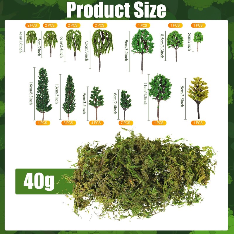 Tigeen 28 Pcs Model Trees Mixed Model with 1.4 Ounce