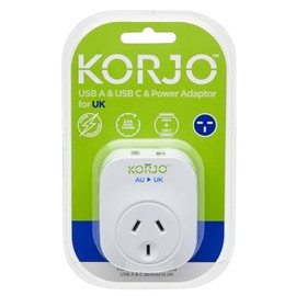 Balanzza Korjo USB A+C - UK Converts One Socket Into AUS/NZ Plus USB-C, White, 55 cm
