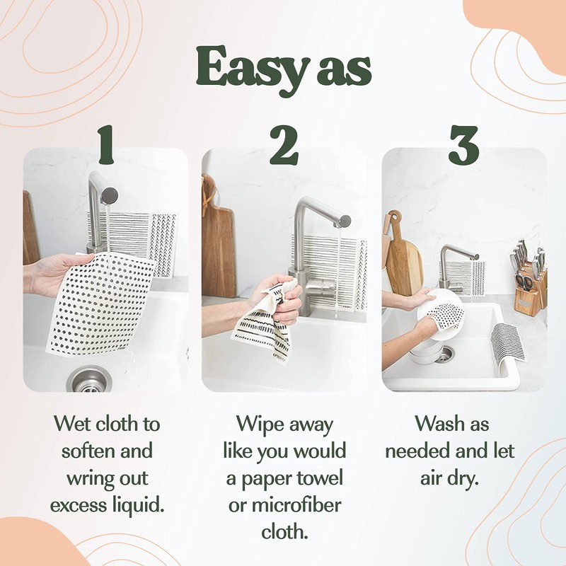 FEBU Swedish Dishcloths for Kitchen | 5 Pack Fruit Pattern