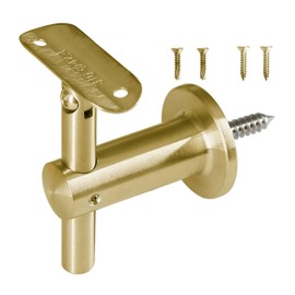 Stainless Steel 316 Grade Wall Mount Adjustable Handrail Bracket for 1-5/8”(42.4mm) or 1-1/2”(38.1mm) Round Tube (Satin Gold Finish)