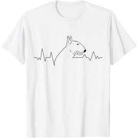 X.Style Dog-Breed Pitbull-Terrier-Dog Dog-Moms Dog-dad Heartbeat Dog ds426 T-Shirt (S) White