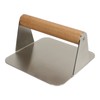 Burger Smasher 304 Stainless Steel Square Handheld Burger Press Wooden