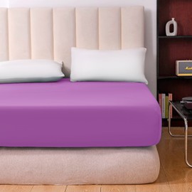 Hafaa Fitted Sheet Extra Deep Pocket Bed Sheet 16 inch 40 Cm Soft Brushed Microfiber Breathable Fitted Bed Sheets Shrinkage and Fade Resistant (Purple, Double)