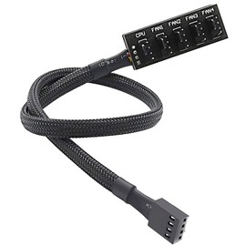 ThreeBulls PWM Fan Hub, PC CPU Cooling 4 PIN/3PIN Power Fan Extension Cable Hub Splitter Adapter Sleeved Case for 12V Desktop Computer Cooler Fans 1 to 5 Way (15.7 Inch)