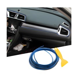 Osilly Car Interior Moulding Trim Strips, 16Ft/5M Universal Electroplating Decoration Filler Insert Strips, Styling Dashboard DIY Flexible Strip, Garnish Accessory with Installing Tool (Blue)
