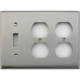 Satin Nickel 3 Gang Wall Plate 1 Toggle 2 Duplex Outlets
