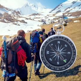 Pocket Compass Silver Portable Mini Compass Outdoor Compass for Camping Hiking Climbing Sports Navigation, Default