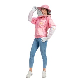 Massive Bee Store -- Beekeeping Fully Ventilated Jacket in Multi-Color with Round Veil (M, Pink)