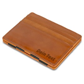 Jaimie Jacobs Flap Boy Slim with Engraving – The Original – Magic Wallet with Magic Purse Thin Men's RFID Protection Money Clip Small Slim Wallet Gift Genuine Leather Flap Boy Slim, Cognac