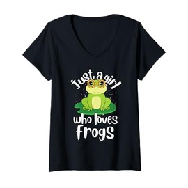 Womens Cute Frog Design Toad Catcher Pet Animal Lover For Girls Mom V-Neck T-Shirt