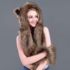 Women Teen Girls Faux Fur Hooded Scarf Hats 3 in