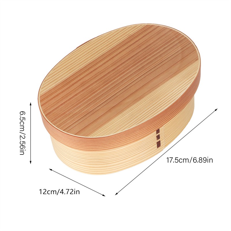 1Layer Bento Box Wood Lunch Box Wooden Sushi Tableware Bowl