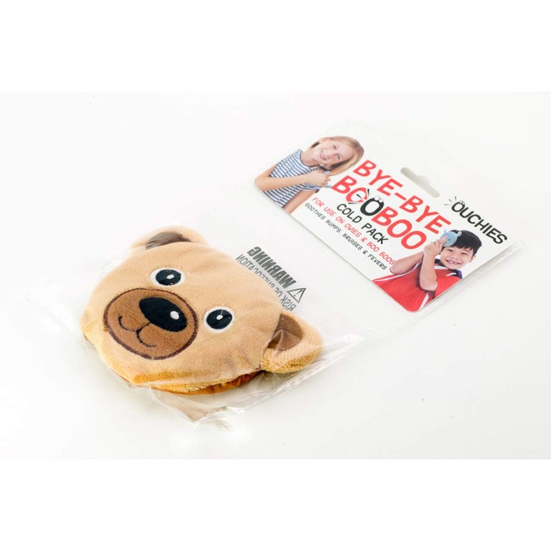 Ouchies Reusable Bye-Bye Booboo Plush Ice Pack, Cold Pack (Bear)
