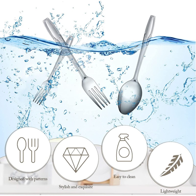 Nuogo 100 Pieces Forks and Spoons Silverware Set Stainless Steel