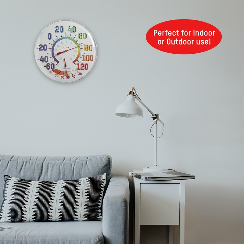 Taylor Metal Wall Indoor Outdoor Thermometer and Hygrometer, Easy to
