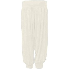 Loxdonz Kids Harem Loose Casual Baggy Sports Dancing Pants Girls Harem Children Trouser, 5 Years, 6 Years, Cream