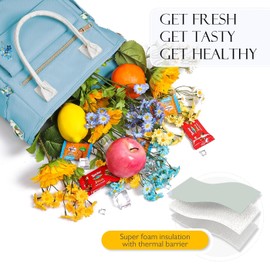 Hihealer Deluxe Lunch Bag Women with Rare Floral Design - Large Leakproof Insulated Multi Pocket Cool Bag with Removable Strap for Work/Picnic Gifts Christmas Xmas Gifts for Women