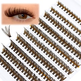 SLSXNL Brown Lash Clusters Wispy Natural False Eyelashes C Curl Eyelash Clusters 8-16mm Dark Brown Lash Extensions 200pcs Cluster Lashes