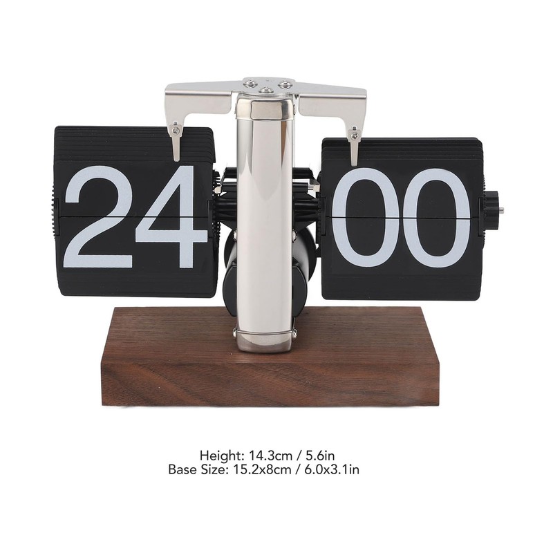 Greensen Retro Flip-Down Clock with Black Walnut Base Mechanical Car